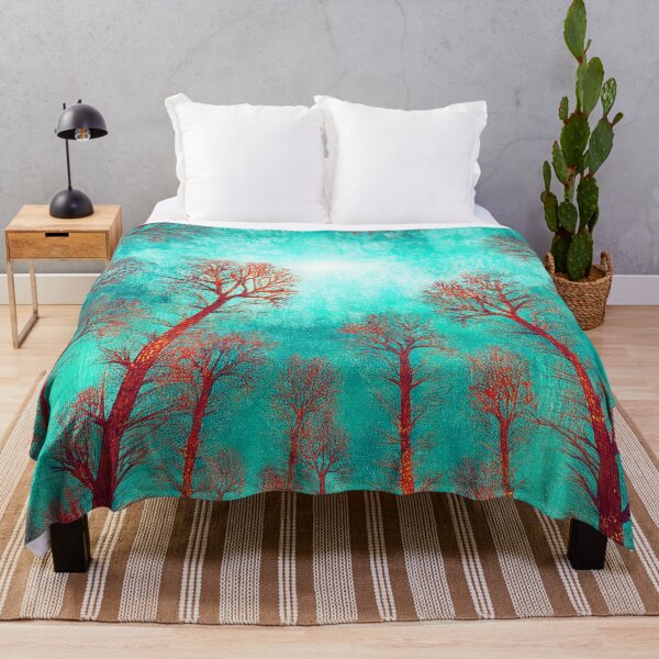Item preview, Psychedelic forest - red, turquoise bright color designed and sold by My-fake-places.