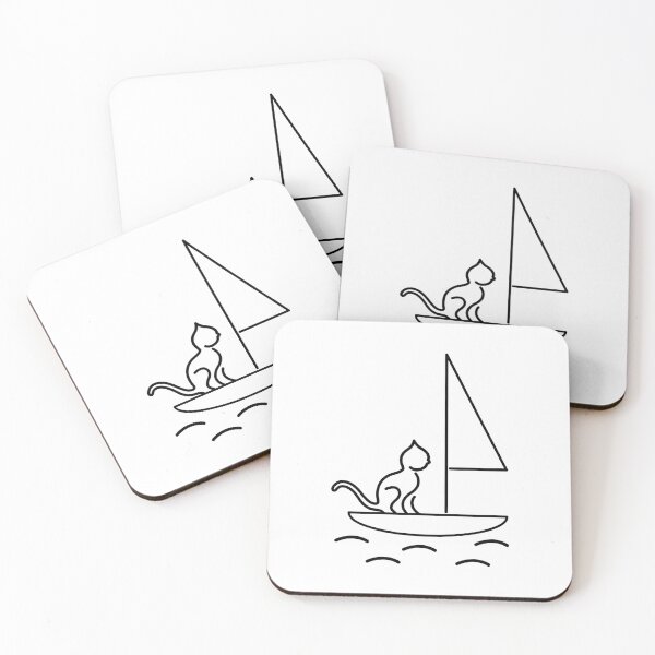 Item preview, Cat in Sailboat - Black and white designed and sold by SquareKeyStudio.
