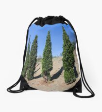 landscape of cypress trees Drawstring Bag
