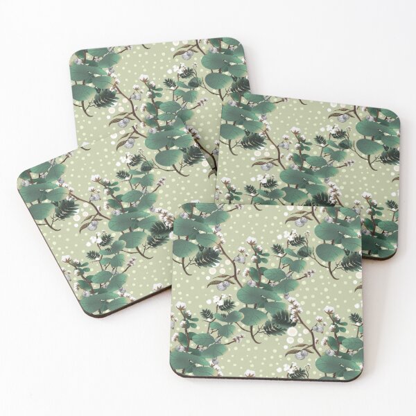 Item preview, Vintage Botanical Cotton Pattern - Retro Green Leaves and Cotton Bolls Design designed and sold by Almanzart.
