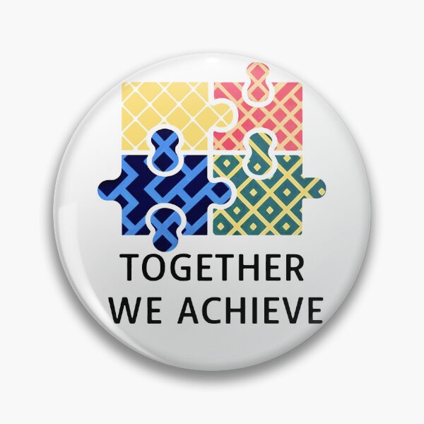 Item preview, TOGETHER WE ACHIEVE Colorful Puzzle Team Yellow Red Blue Green designed and sold by SplashTastic.