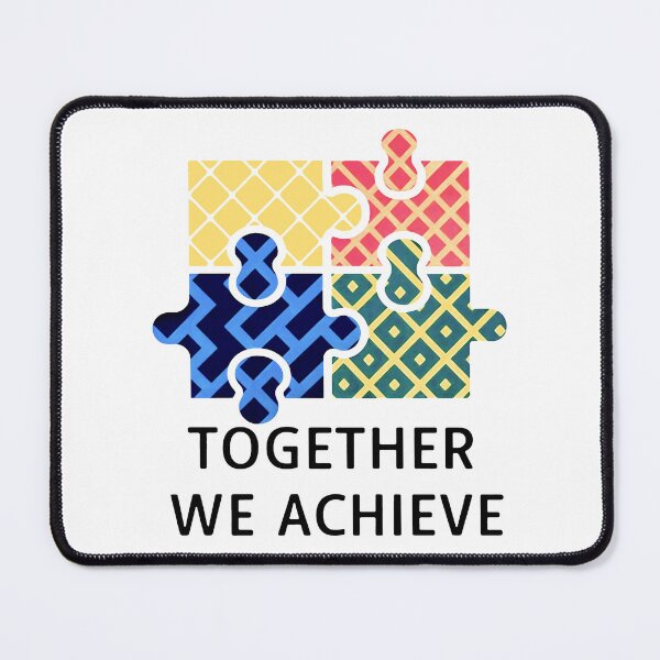 Item preview, TOGETHER WE ACHIEVE Colorful Puzzle Team Yellow Red Blue Green designed and sold by SplashTastic.