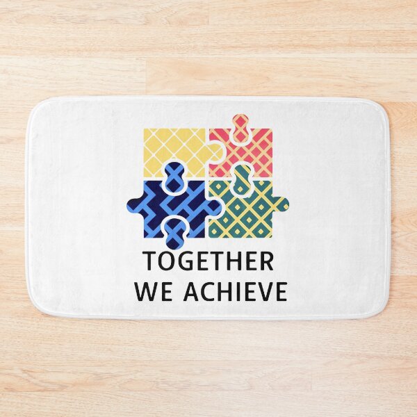 Item preview, TOGETHER WE ACHIEVE Colorful Puzzle Team Yellow Red Blue Green designed and sold by SplashTastic.