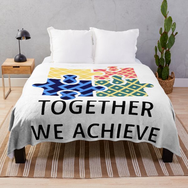 Item preview, TOGETHER WE ACHIEVE Colorful Puzzle Team Yellow Red Blue Green designed and sold by SplashTastic.