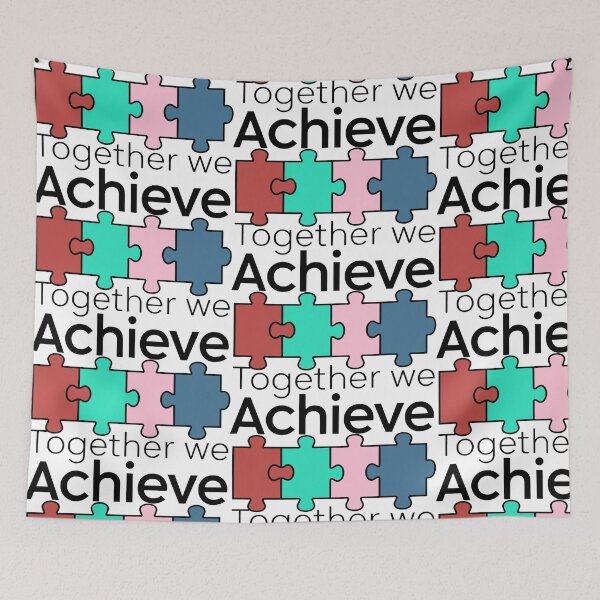 Item preview, TOGETHER WE ACHIEVE Puzzle Team Black White Red Blue designed and sold by SplashTastic.