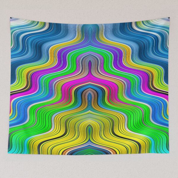 Item preview, Rainbow Quilt Mirrored Waves Abstract Art designed and sold by Warren Paul Harris.