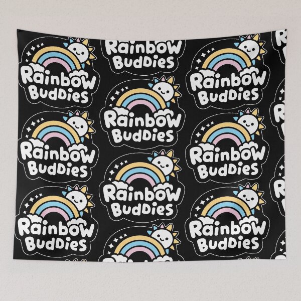 Item preview, Rainbow Buddies Happy Friends Blue Purple Brown Sun designed and sold by SplashTastic.