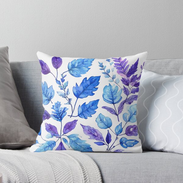 Artikelvorschau, Aquarell Blau und Lila Botanische Blätter entworfen und verkauft von SeamPix.