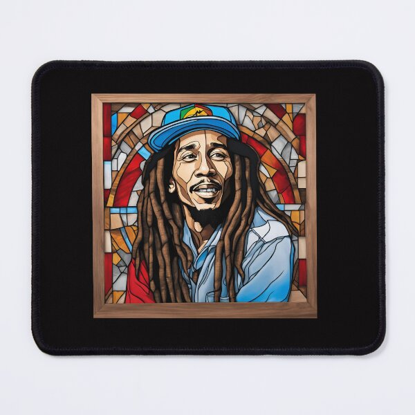Item preview, Bob Marley - pyrography, AI stained glass designed and sold by Monika Turemka.