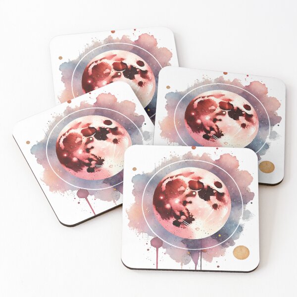 Item preview, Mystical Pink Supermoon with Abstract Watercolors designed and sold by LuminShadowArt.