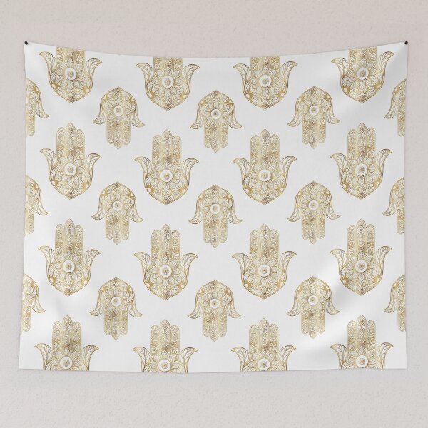 Artikelvorschau, Goldene Hamsa-Hand mit Sonnenblume entworfen und verkauft von NdesignTrend.