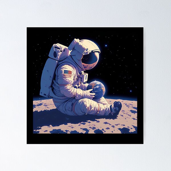 Item preview, 16-Bit Astronaut on Moon Gazing at Earth designed and sold by Windy-market.