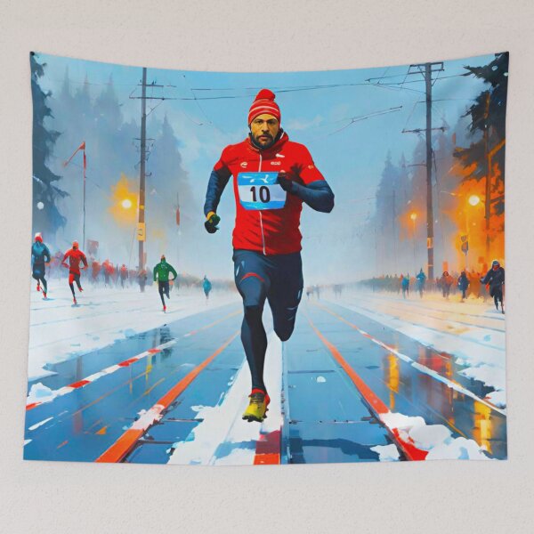 Item preview, Marathon Runner Braving the Snow designed and sold by GrizzlyCollective.