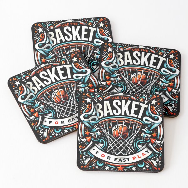 Item preview, USE THE BASKET FOR EASY PLAY Blue White Red Basketball Art. designed and sold by SplashTastic.