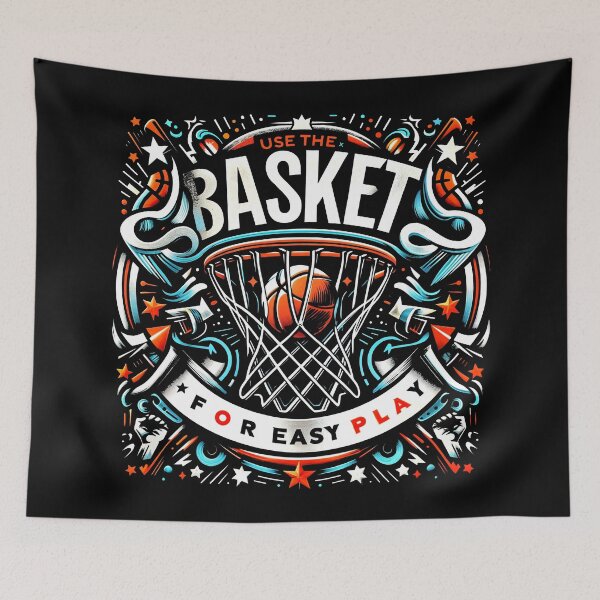 Item preview, USE THE BASKET FOR EASY PLAY Blue White Red Basketball Art. designed and sold by SplashTastic.