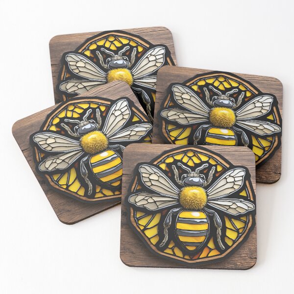 Item preview, Stained Glass Bee 3D - Graffiti Style Pyrography designed and sold by Monika Turemka.