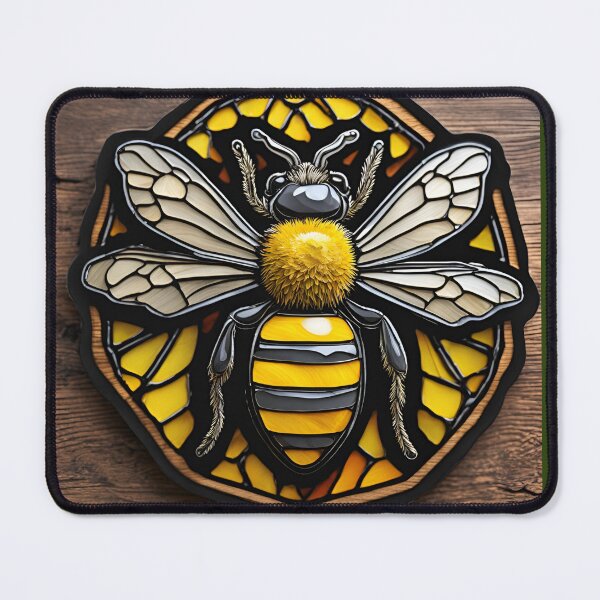 Item preview, Stained Glass Bee 3D - Graffiti Style Pyrography designed and sold by Monika Turemka.
