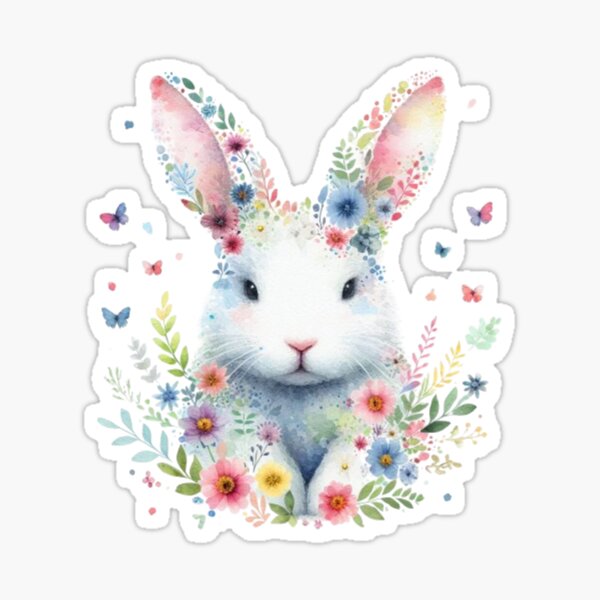 Item preview, A rabbit whose composition is made from small flowers designed and sold by kankan22.