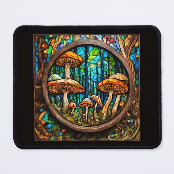 Item preview, Stained Glass Mushrooms 3D - Graffiti Style Pyrography designed and sold by Monika Turemka.