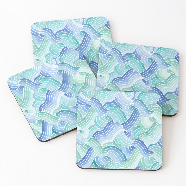 Item preview, Watercolor Textured Linework Swells - Pastel Ocean Hues designed and sold by TigaTiga.
