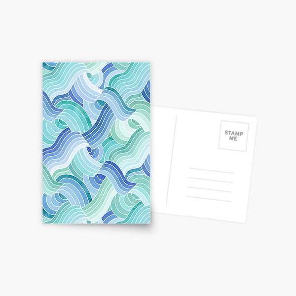 Item preview, Watercolor Textured Linework Swells - Pastel Ocean Hues designed and sold by TigaTiga.