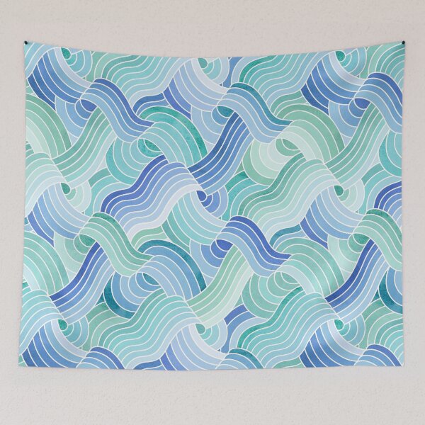 Item preview, Watercolor Textured Linework Swells - Pastel Ocean Hues designed and sold by TigaTiga.