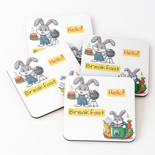 Item preview, 2 rabbits cook breakfast and burgers designed and sold by MigWhimsy.