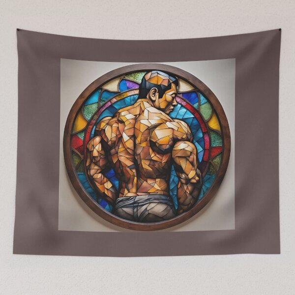 Item preview, Stained Glass Bodybuilder 3D - Graffiti Style Pyrography designed and sold by Monika Turemka.