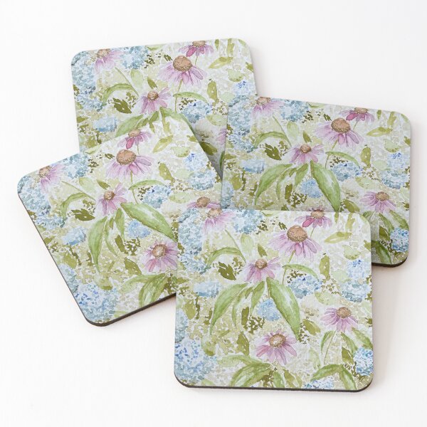 Item preview, Watercolor Floral Hydrangea Coneflowers designed and sold by Dusty-Penny.