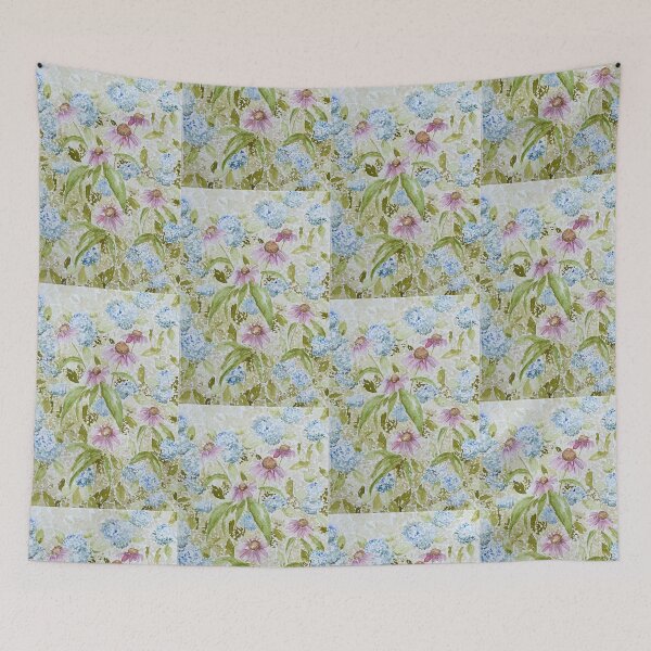 Item preview, Watercolor Floral Hydrangea Coneflowers designed and sold by Dusty-Penny.