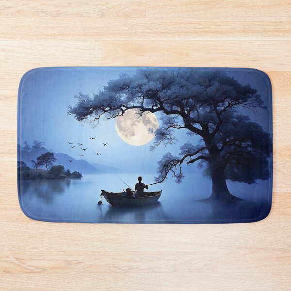Item preview, Moonlit Fisherman: Silhouetted Serenity designed and sold by ShadeScapeArt.