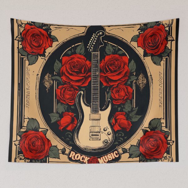 Item preview, ROCK MUSIC WITH ROSES - Gift items and personal use / Vintage, Roses, Rock music, Heavy Metal, Death Metal, Thrash Metal designed and sold by LumDesignArt.