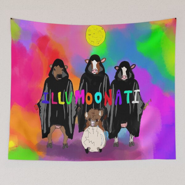 Item preview, 'Illumoonati' Funny Secret Cow Society Cartoon   designed and sold by Venus-in-Virgo.