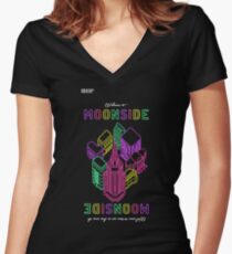 Welcome to Moonside Women's Fitted V-Neck T-Shirt