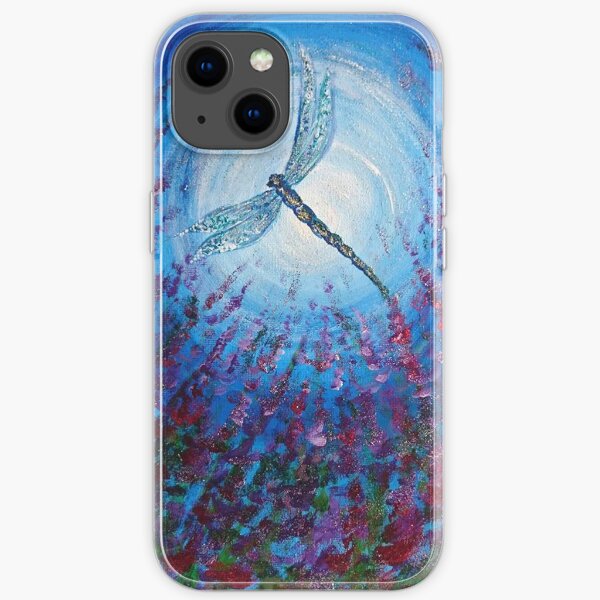 Dark Flower Dragonfly Moon iPhone Soft Case