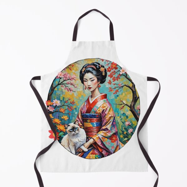 Item preview, Geisha and Siamese Cat Circular Frame designed and sold by IvaRenee.