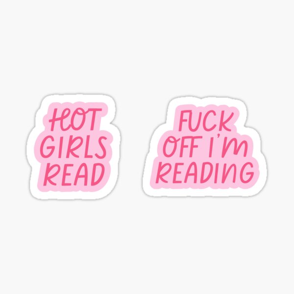 Item preview, hot girls read and fuck off I'm reading - cute pink bookish pack  designed and sold by catdiasart.