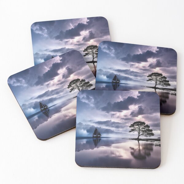 Item preview, Serene Voyage: Monochromatic Coastal Twilight designed and sold by ShadeScapeArt.