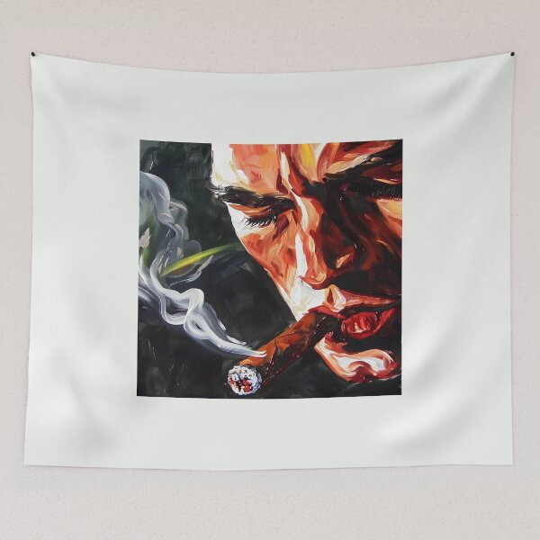 Item preview, Close-Up Portrayal of a Man Smoking a Cigar - Swirling Smoke with Vibrant Expressive Colors designed and sold by OlfactoART Studio.