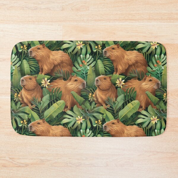 Item preview, Cute capybaras frolic amidst lush tropical plants designed and sold by Margival.
