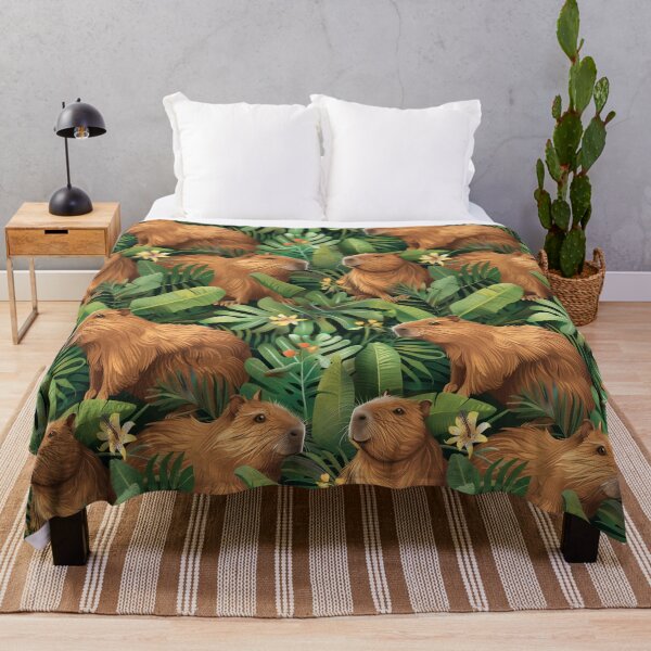 Item preview, Cute capybaras frolic amidst lush tropical plants designed and sold by Margival.