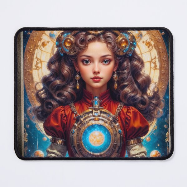 Item preview, A Victorian Steampunk Celestial Young Maiden Holding A Gold Orb Enchanting AI Concept Art by Xzendor7 designed and sold by Xzendor7 Digital Art Creations.
