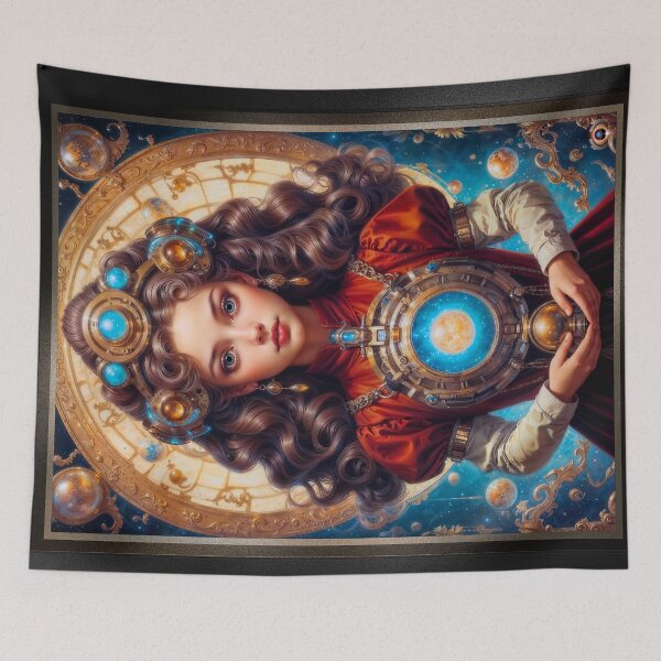 Item preview, A Victorian Steampunk Celestial Young Maiden Holding A Gold Orb Enchanting AI Concept Art by Xzendor7 designed and sold by Xzendor7 Digital Art Creations.