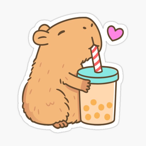 Item preview, Cute Capybara with Bubble Tea designed and sold by JesterKrewArt.