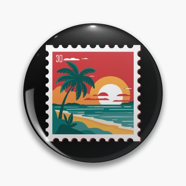 Item preview, Retro Post Stamp - Beach, Plam, Ocean, and Sunset designed and sold by MaateoDesign.