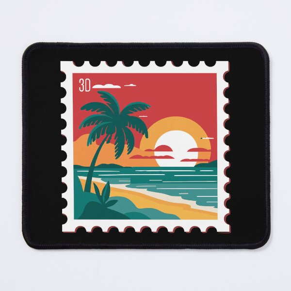 Item preview, Retro Post Stamp - Beach, Plam, Ocean, and Sunset designed and sold by MaateoDesign.