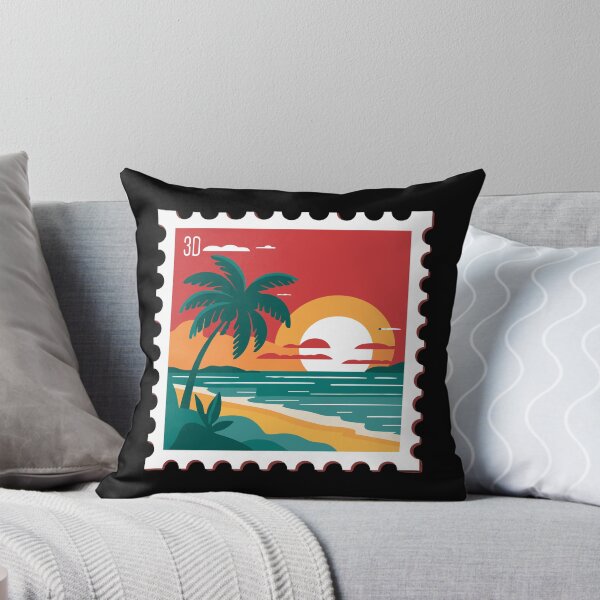 Item preview, Retro Post Stamp - Beach, Plam, Ocean, and Sunset designed and sold by MaateoDesign.
