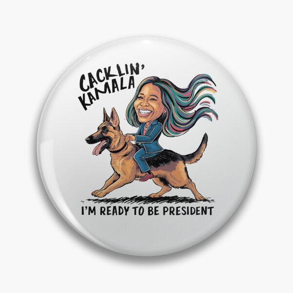 Item preview, Funny Cacklin' Kamala Riding German Shepherd Dog  designed and sold by Nature's Fancy.