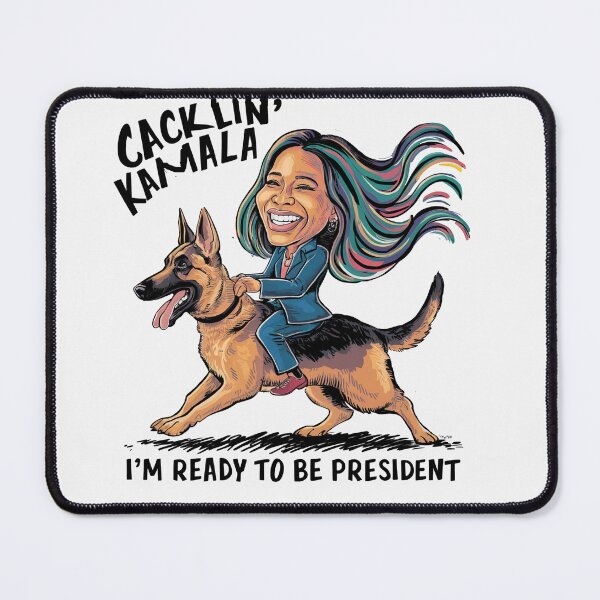 Item preview, Funny Cacklin' Kamala Riding German Shepherd Dog designed and sold by Nature's Fancy.