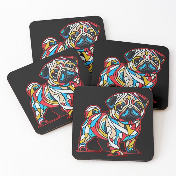 Item preview, Color Burst Whimsical Pug Outline Print designed and sold by Dynke.